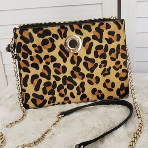 Paul Costelloe Animal Print and Leather Chain Strap Handbag